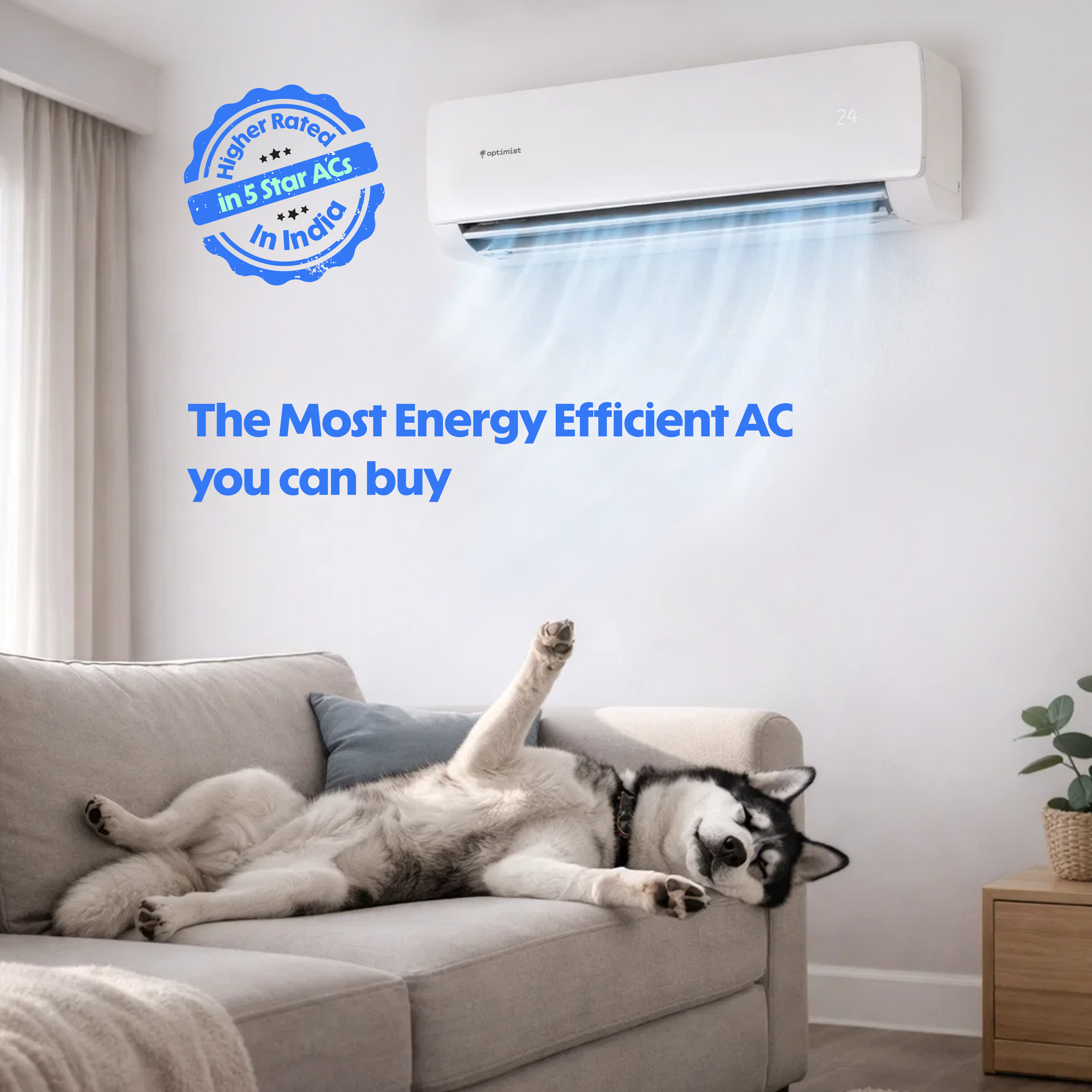 Optimist 1.5 Ton 5 Star Inverter Split AC