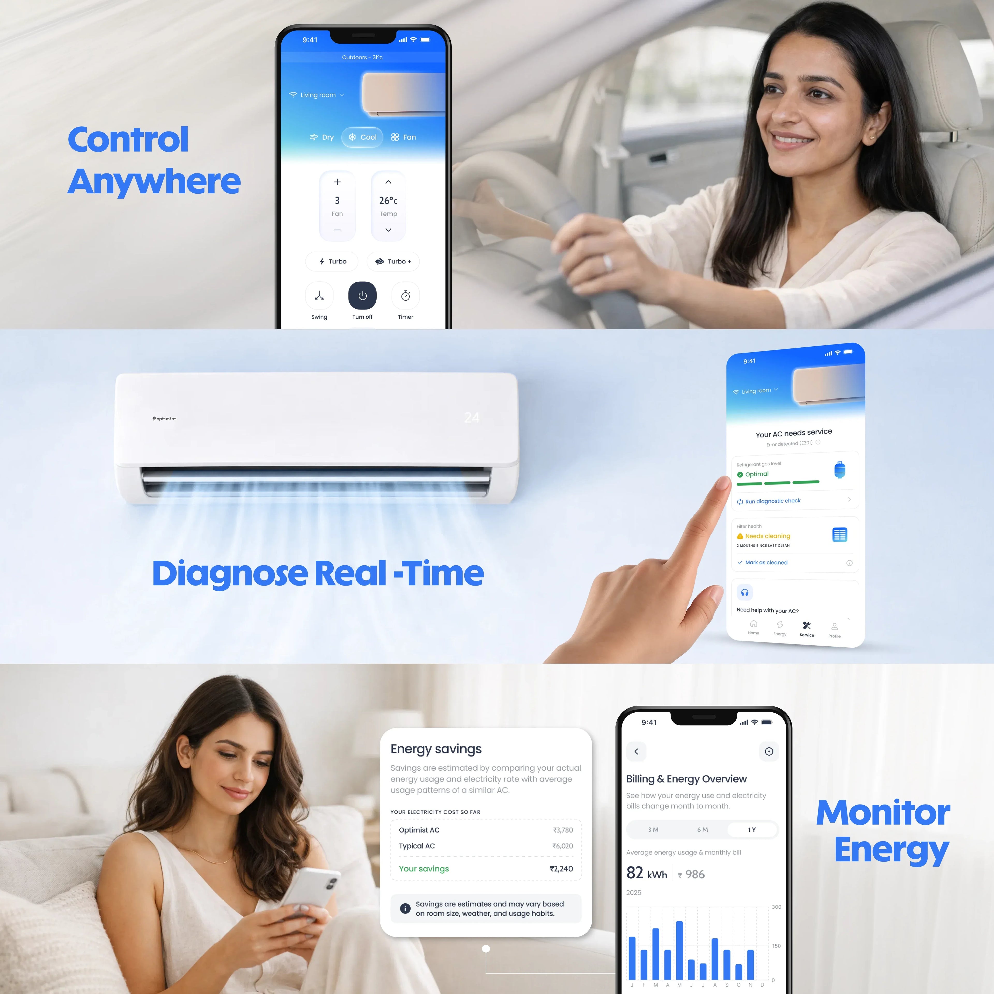 Optimist 1.4 Ton 5 Star+ Inverter Split AC